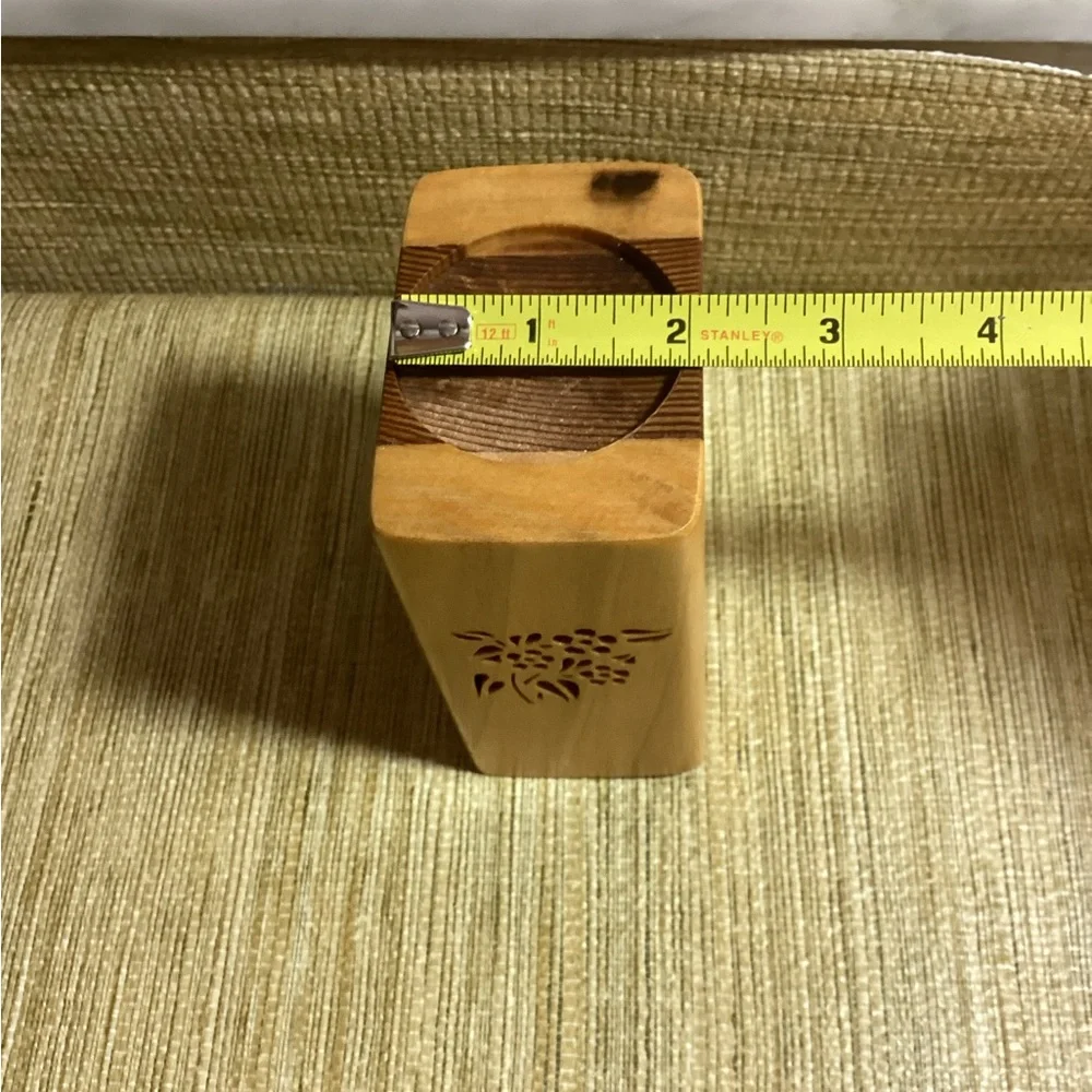 Hand Carved Wooden Graduated Candle Holders with open carving